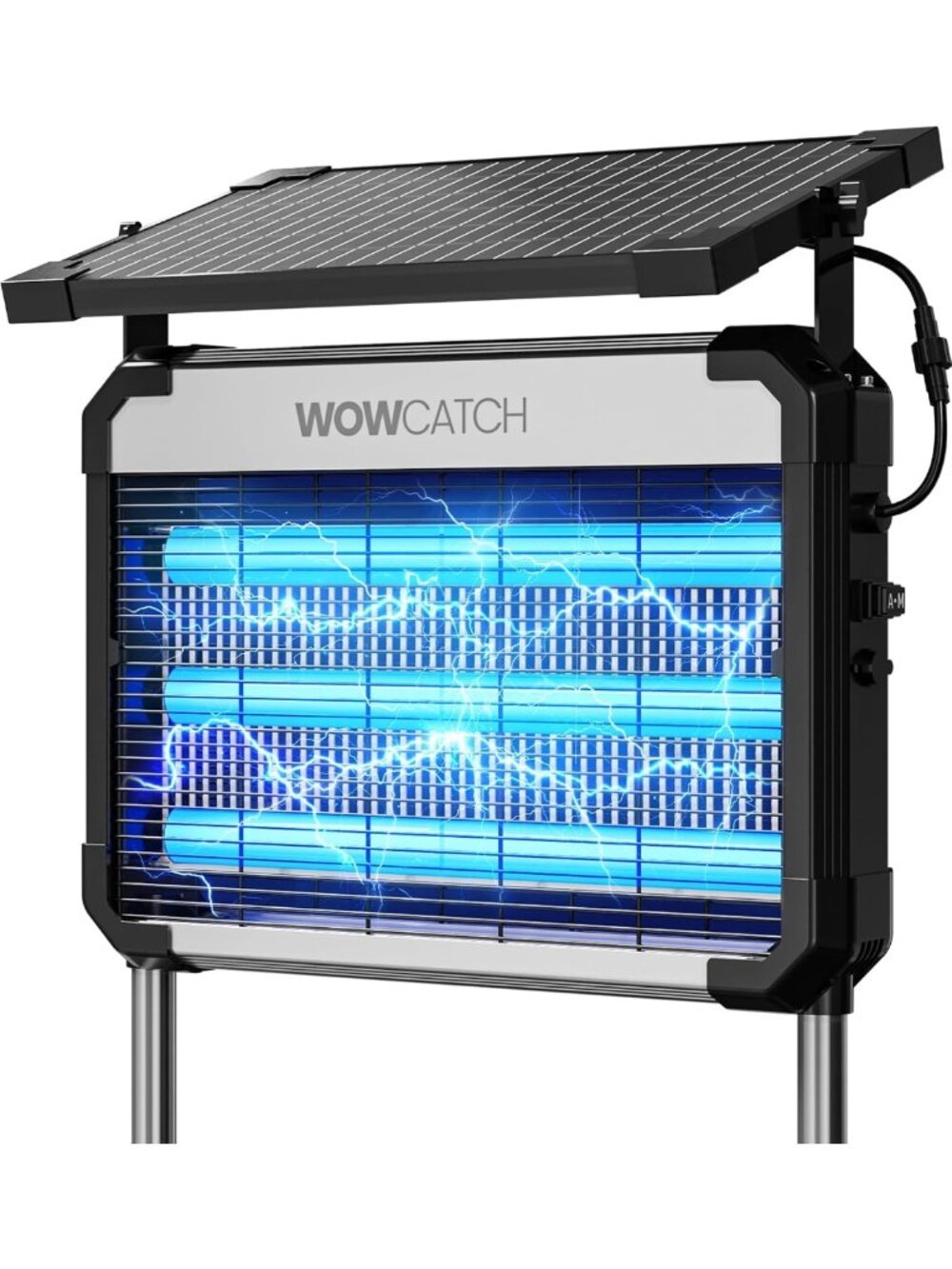 Outdoor Solar Bug Zapper with 3 UV Tubes, 4500V Mosquito Killer, Waterproof